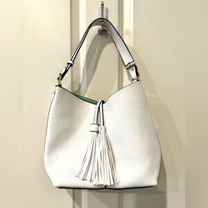 Gorgeous new authentic White Leather Hobo Shoulder Bag.